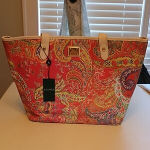Woman's Ralph Lauren Newbury Classic Tote MU Paisley Tote Bag-Brand New With Tag